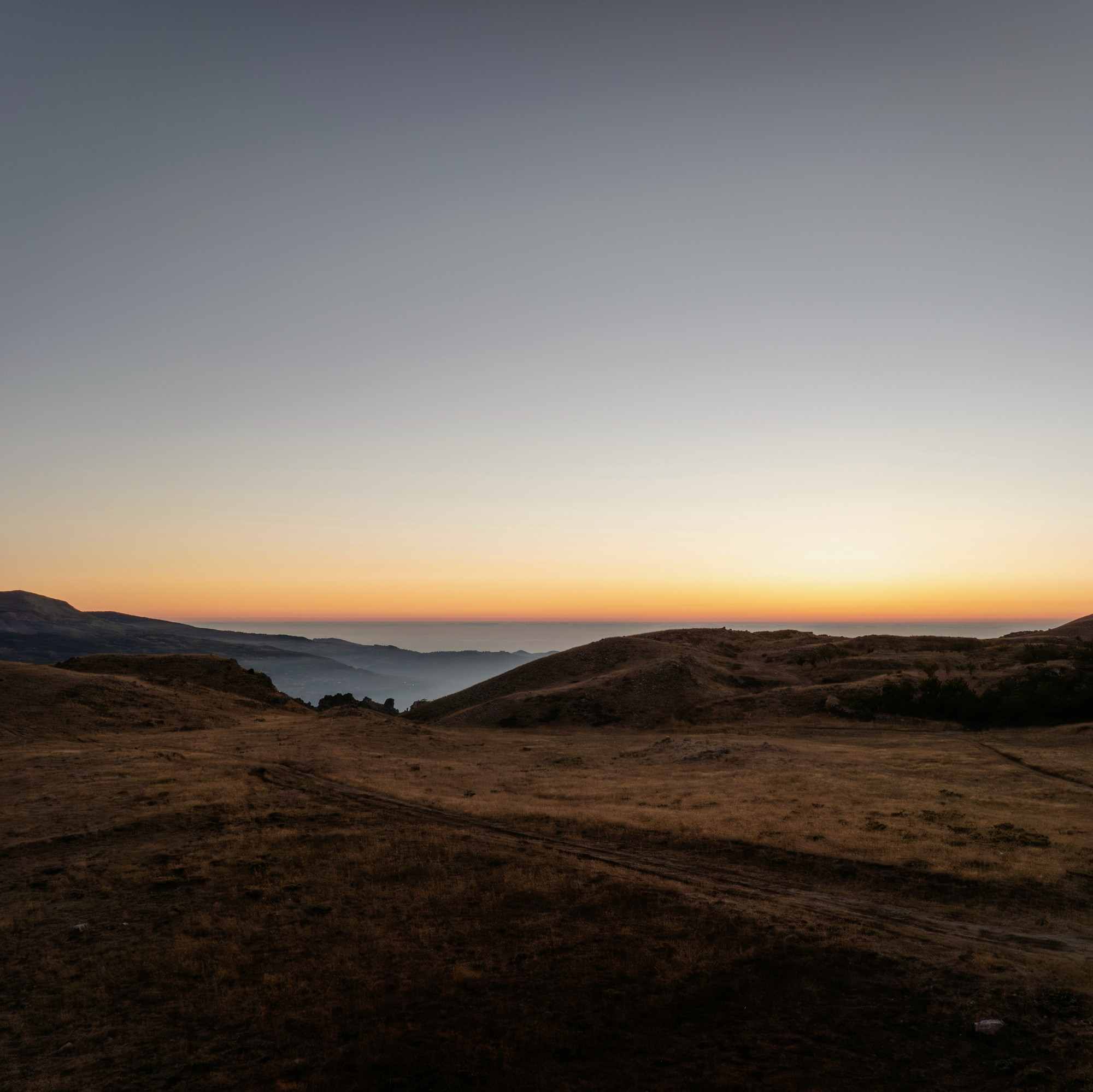 Hills and villages in Lebanon at sunset
